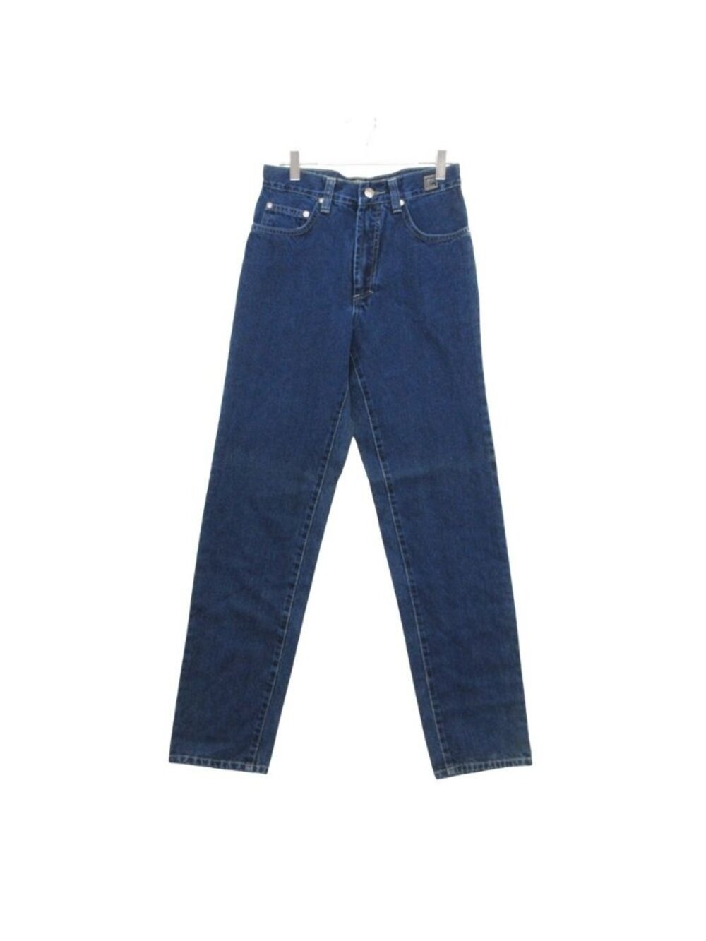 Versace Denim Pants Back Logo Patch Medusa Button Jeans Indigo Blue